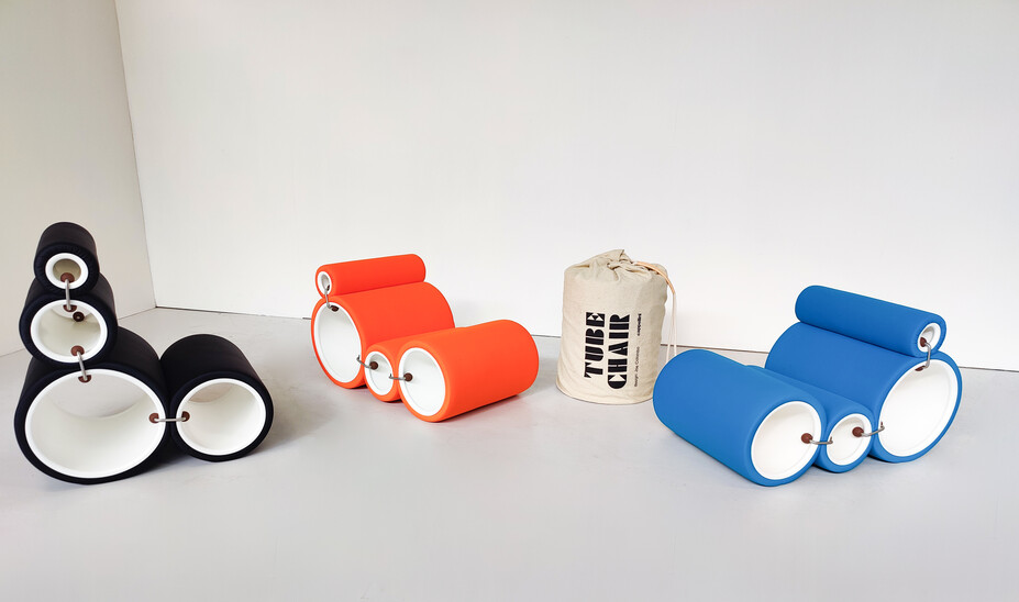 Contemporary Joe Colombo Modular Tube Chair, Cappellini - Black, Blue, White or Orange ( Sold with bag)