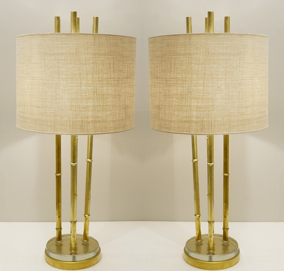 Contemporary pair of Faux Bamboo Table Lamps, Italy 