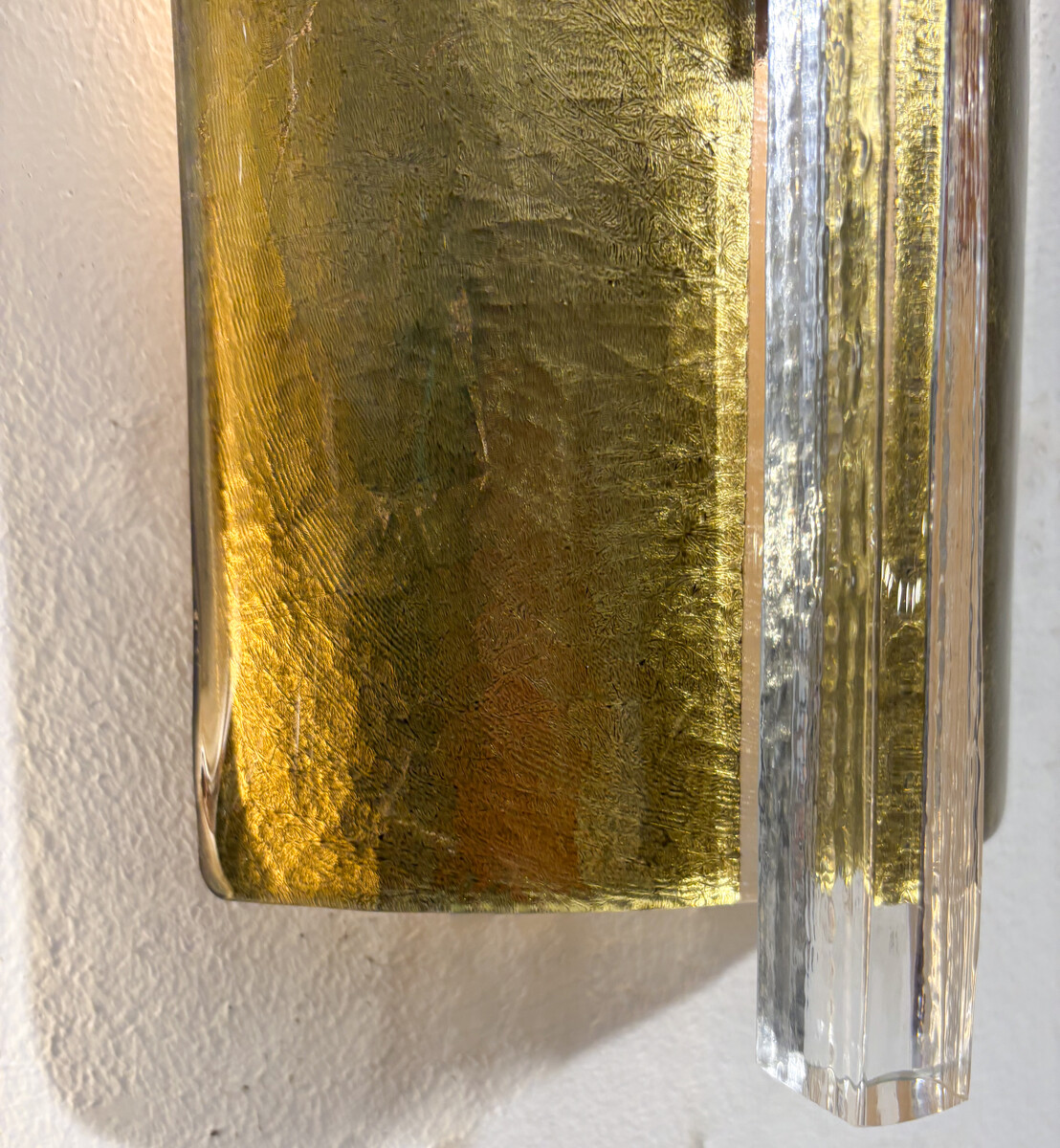 Contemporary Pair of Gold Wall Lights, Glass, Italy 
