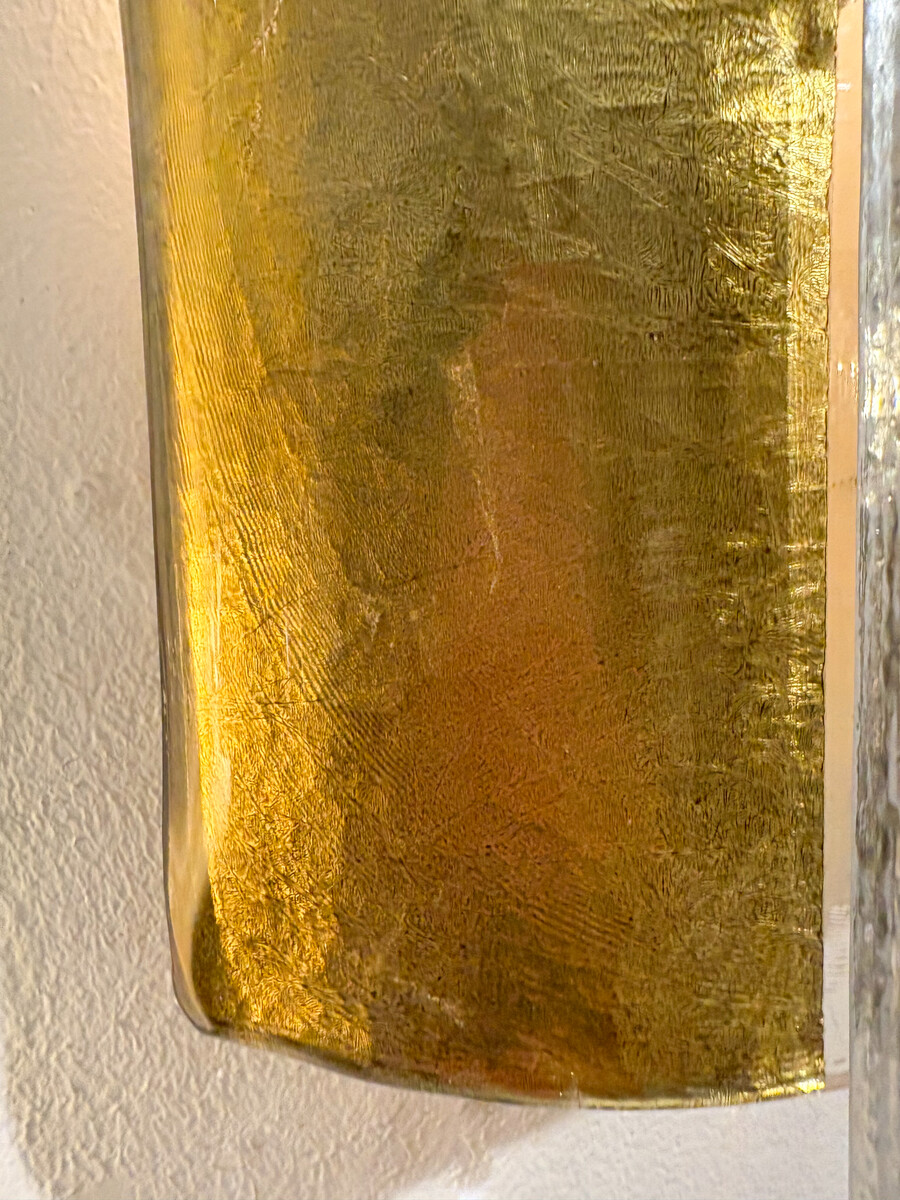 Contemporary Pair of Gold Wall Lights, Glass, Italy 