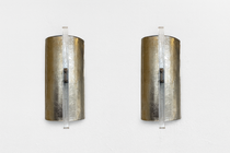 Contemporary Pair of Silver Wall Lights, Glass, Italy