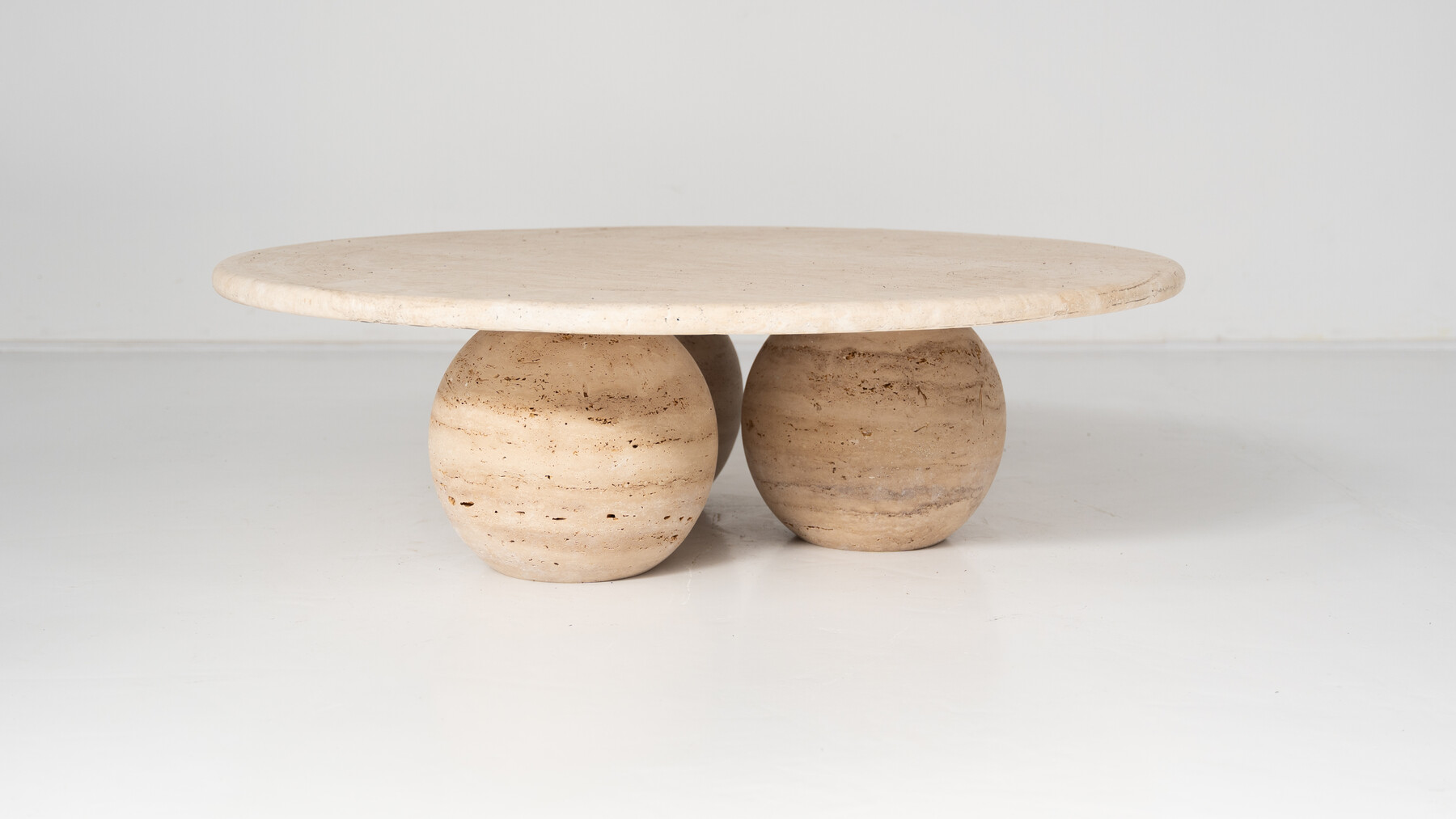 Contemporary Round Travertine Coffee Table, Italy