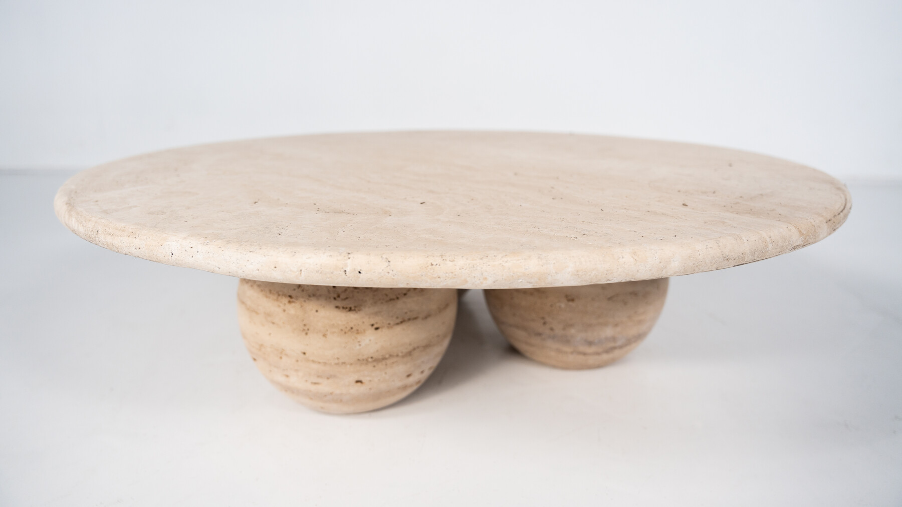 Contemporary Round Travertine Coffee Table, Italy