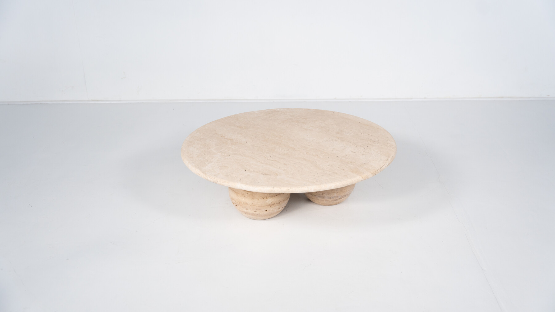 Contemporary Round Travertine Coffee Table, Italy