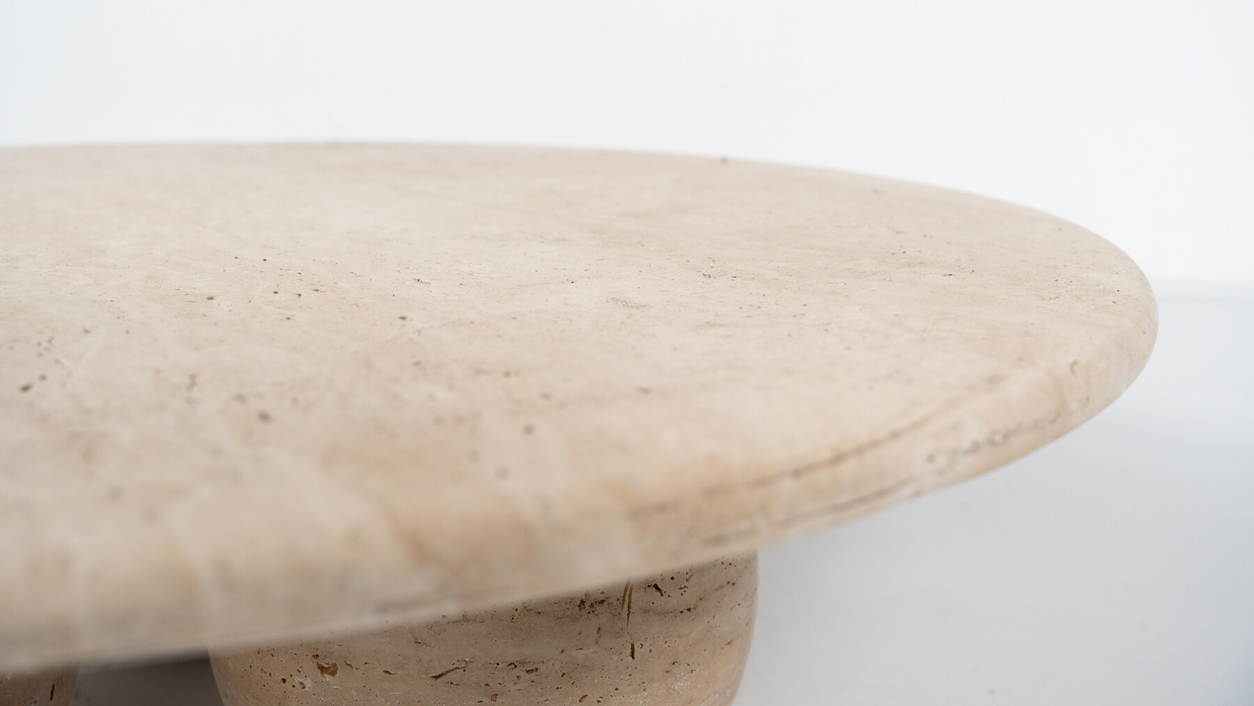 Contemporary Round Travertine Coffee Table, Italy