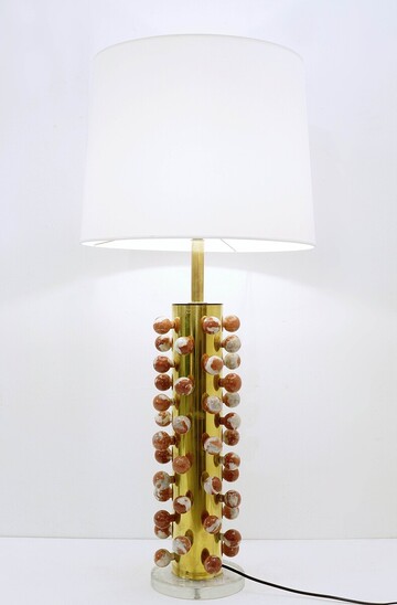 Contemporary Table Lamp, Marble and Brass, Italy