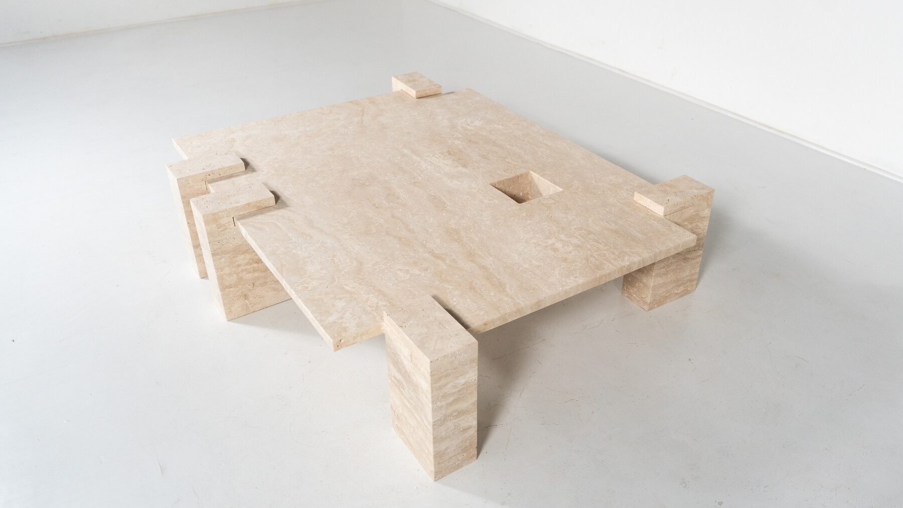 Contemporary Travertine Coffee Table, Italy