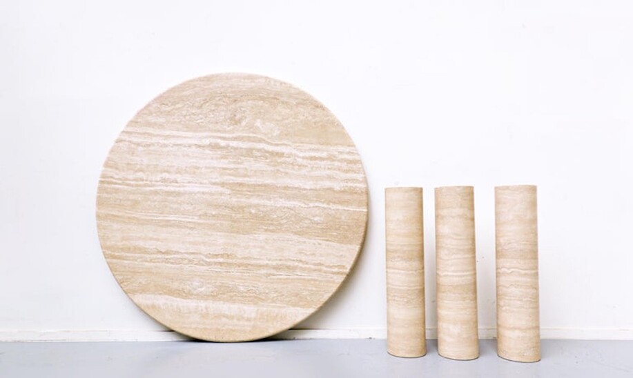 Contemporary Travertine Dining Table, Mario Bellini Style, Italy