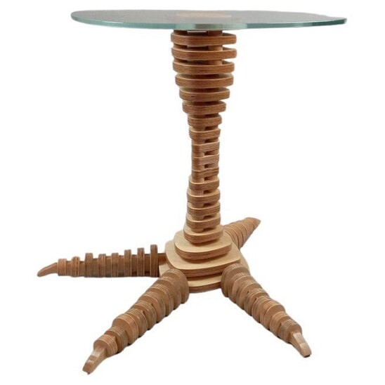 Contemporary wooden side table by Joanna Sieradzan for Svarog - Poland