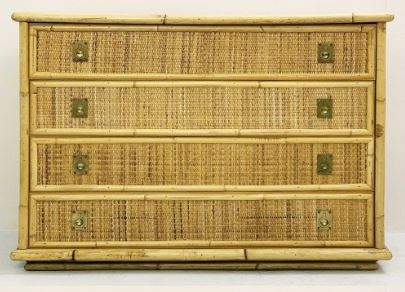 Dal Vera Bamboo And Wicker/Rattan Chest Of Drawers - Italy 1960s