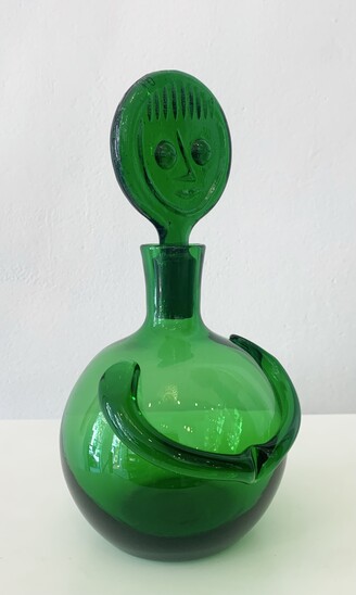 Decanter in Green Glass by Erik Hoglund for Boda Nova