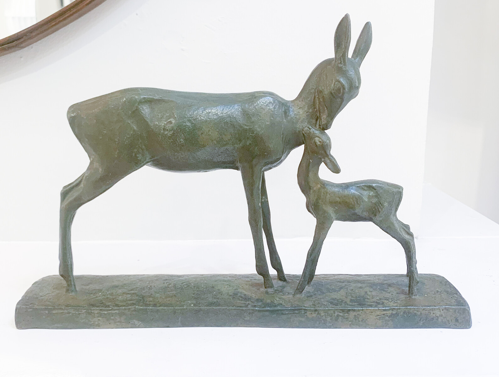 Deer and child Art Deco bronze sculpture signed André Vincent Becquerel - France c.1940