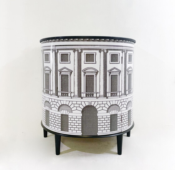 Demi Lune Cabinet in the style of Fornasetti