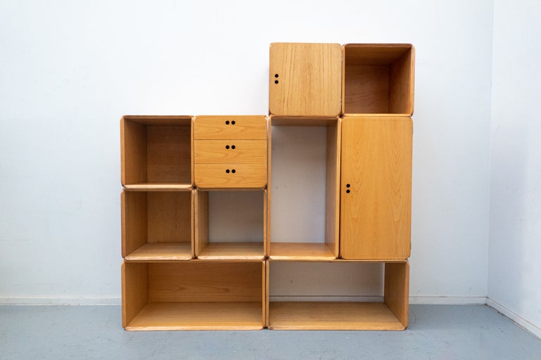 Derk Jan de Vries Modular Wooden Wall Unit, 1980s