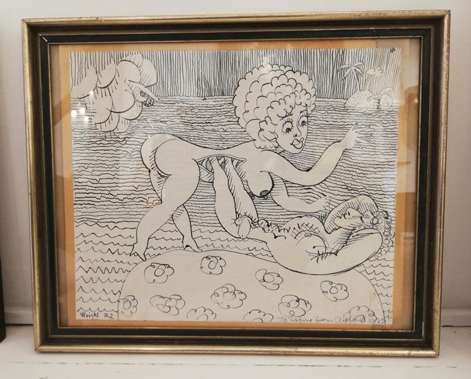 Dessin à la plume signé Clifford Wright  