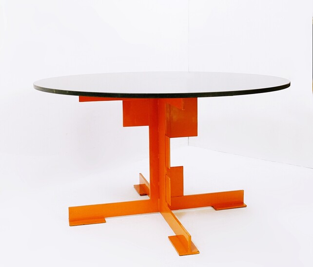 Dining Table by Azucena, Metal and Black Granite, Italy, 1980s
