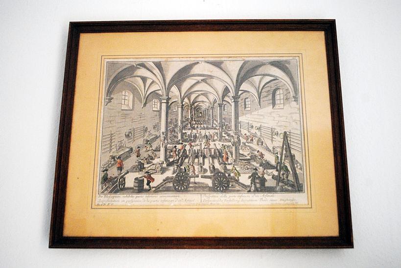 Engraving - Perspective Representation of The Lower Part of an Arsenal by Goerg Balthasar