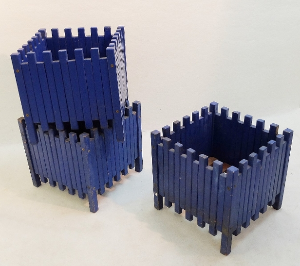 Ettore Sottsass Set Of Three Blue Planters For Poltronova, 1961