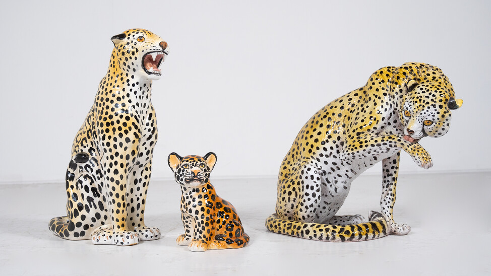Family of Italian Ceramic Leopards