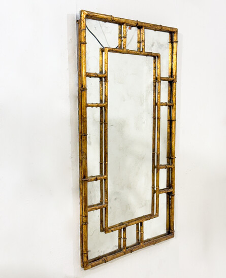 Faux bamboo Mirror, Gilded Metal