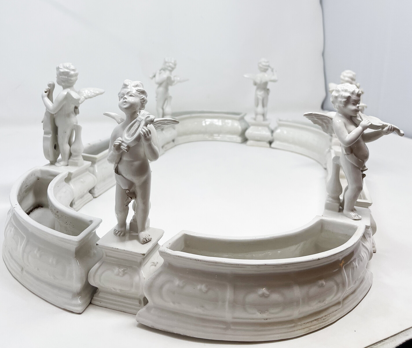 Fine Earthenware Centerpiece with 6 Angel Musicians, 18th