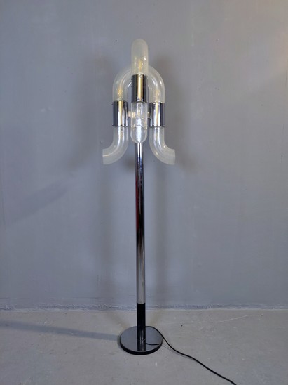 Floor Lamp Murano Glass and Metal Chrome by Aldo Nason, Italy