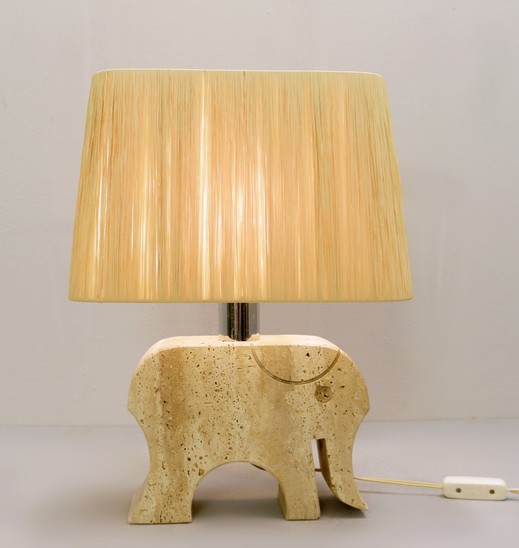 Fratelli mannelli travertine elephant table lamp - italy 1970s