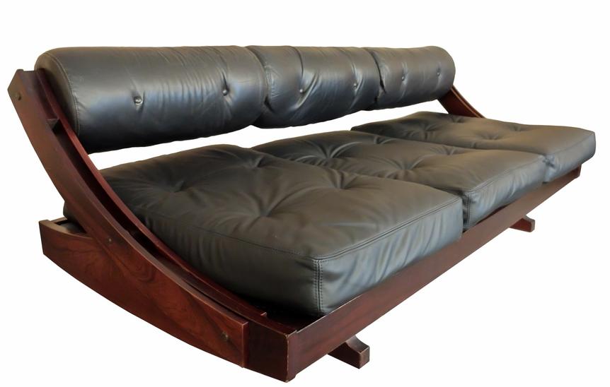 Gianni Songia Black Leather Daybed Sofa Model GS-195 For Sormani, Italy, 1963
