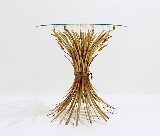Gilt metal Sheaf of Wheat Gueridon Table