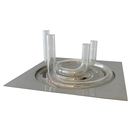 Glass and Metal Soliflore by Jean Keup for Op der Millen - Belgium 1970s