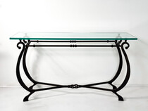 Glass and Wrought Iron Console,France, 1940s