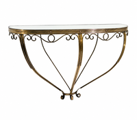 Half Moon Console, Brass and Glass, Italy, 1950s