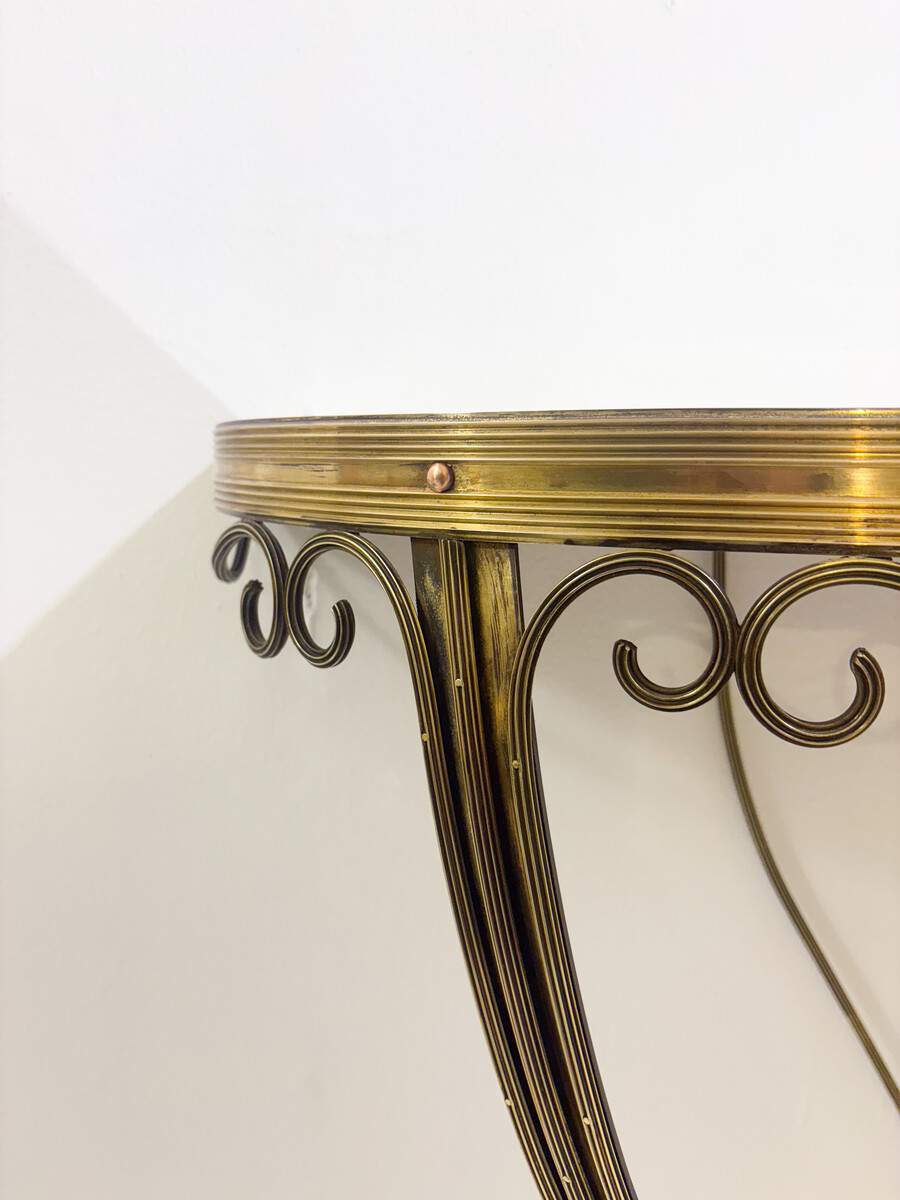 Half Moon Console, Brass and Glass, Italy, 1950s