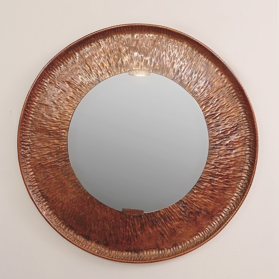 Hammered Round Copper Mirror