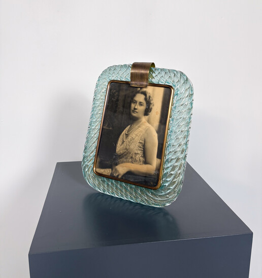 Hand Blown Blue Murano Glasss Frame by Barovier & Toso, 1950s