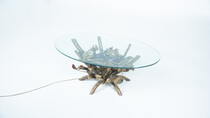 Hollywood Regency Faux Bamboo lightning Coffee Table attributed to Jacques Duval-Brasseur