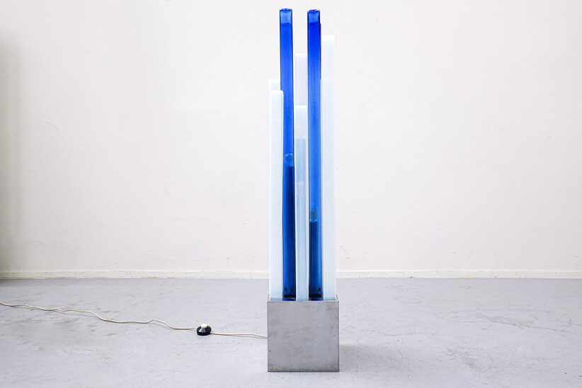 Italian Blue Floor Lamp by Angelo Brotto for Esperia, 1970s