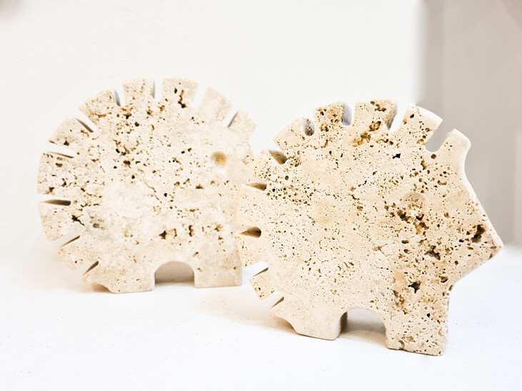Italian Brutalist Travertine Hedgehog  Sculptures by Fratelli Mannelli, Italy, 1970s