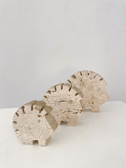 Italian Brutalist Travertine Hedgehog  Sculptures by Fratelli Mannelli, Italy, 1970s