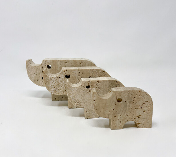 Italian Brutalist Travertine Rhinoceros Sculptures by Fratelli Mannelli, Italy, 1970s