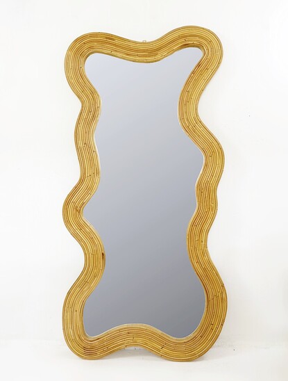 Italian Contemporary Large Bamboo Wall Mirror