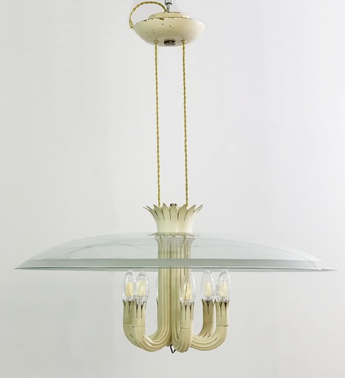Italian Glass Chandelier By Pietro Chiesa For Fontana Arte - 1940