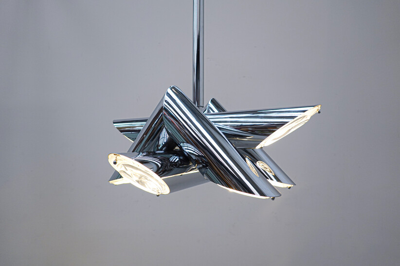 Italian Metal Suspension in the style of Gaetano Sciolari, 1960s