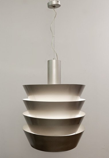 Italian Pendant Light In Silver Metal - 1960s