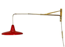 Italian Red Lacquered Wall light, 1960s