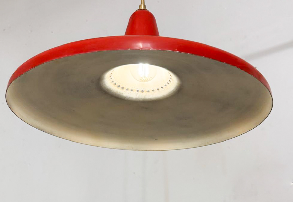 Italian Red Lacquered Wall light, 1960s