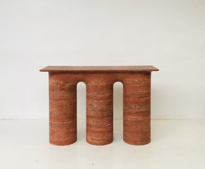 Italian red travertine console