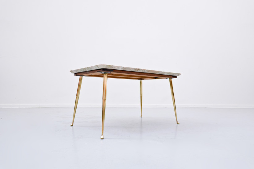 Italian Side Table, Mable and Brass, 1960s