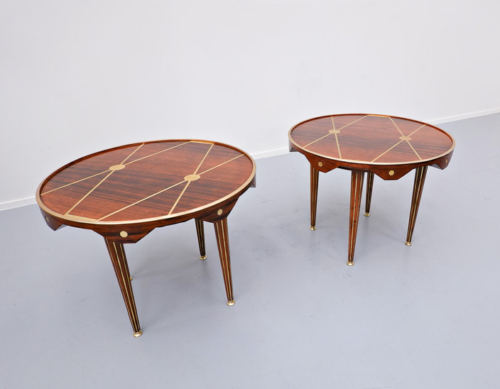 Italian Side Table, Walnut and Brass, 1940s