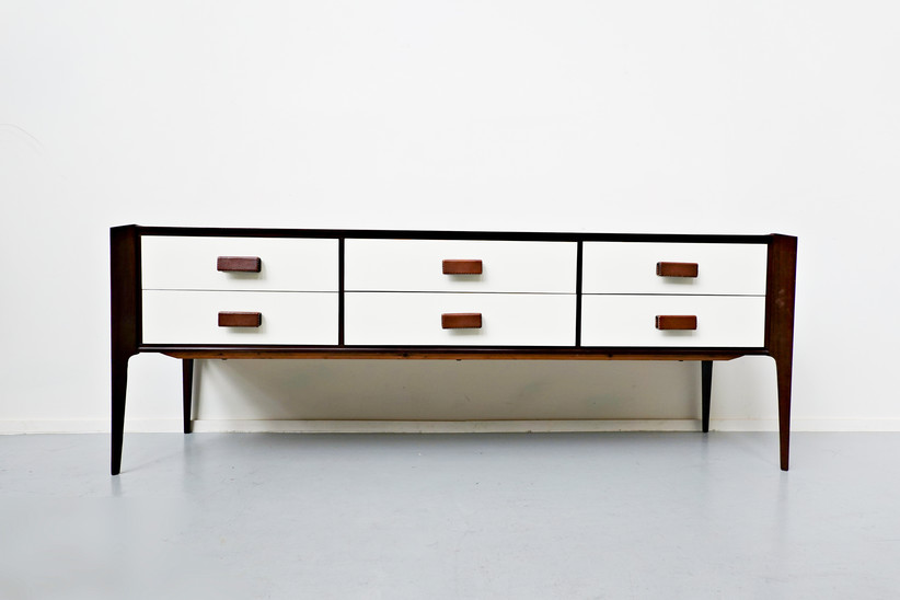 Italian Sideboard with Leather Door Handles, 1960s